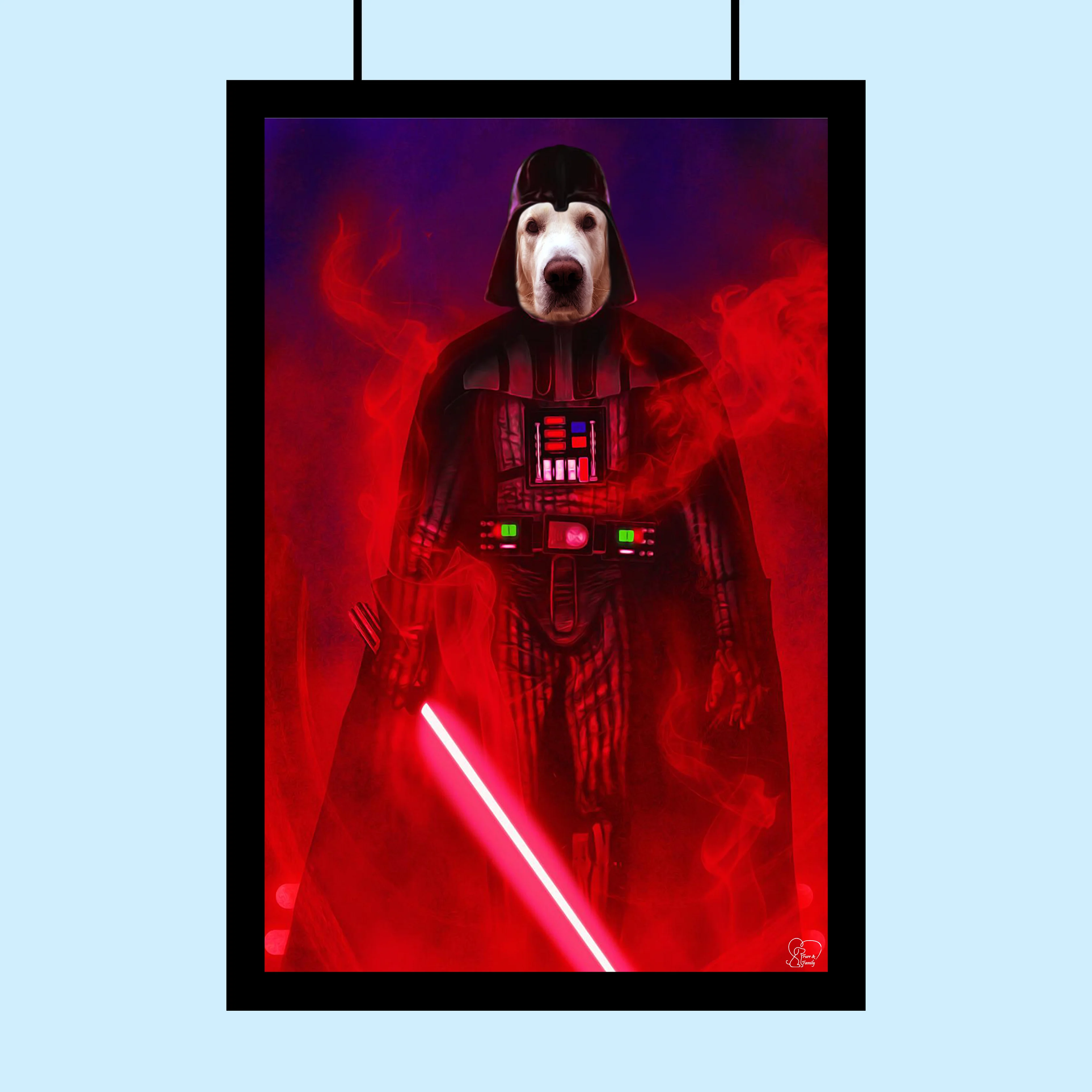 Custom Pet Portrait in Darth Vader Costume – Personalized Star Wars - Themed Pet Art